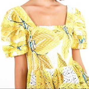 Farm Rio WHITE AZALEA SMOCKED TOP (Brand New)